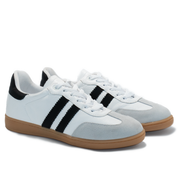 TÊNIS FEMININO COURO LISTRA PRETA