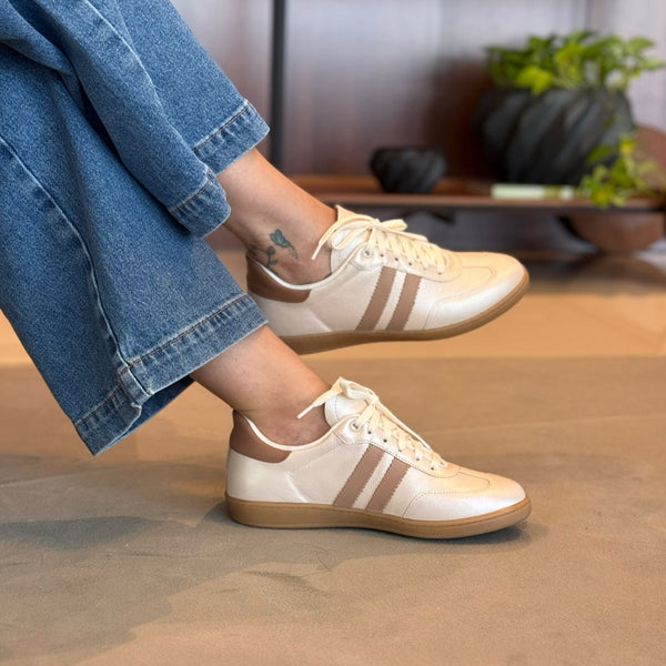 TÊNIS FEMININO COURO GLOW PORCELANA